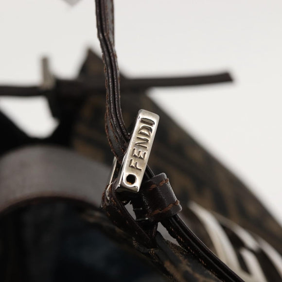 FENDI Zucca Canvas Mamma Baguette Tote Bag Black Brown Auth ep11622