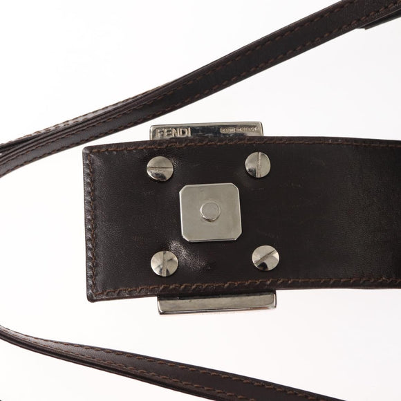FENDI Zucca Canvas Mamma Baguette Tote Bag Black Brown Auth ep11622