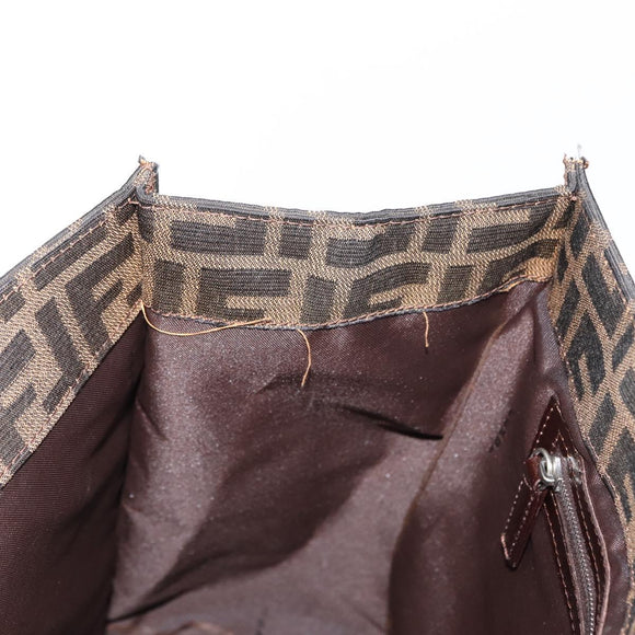 FENDI Zucca Canvas Mamma Baguette Tote Bag Black Brown Auth ep11622