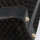 CELINE Macadam Canvas Hand Bag Suede Black Gold Auth ep11623-14