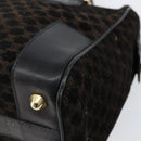 CELINE Macadam Canvas Hand Bag Suede Black Gold Auth ep11623-15