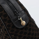 CELINE Macadam Canvas Hand Bag Suede Black Gold Auth ep11623-18