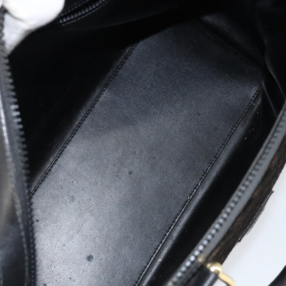CELINE Macadam Canvas Handtas Suède Zwart Goud Auth ep11623