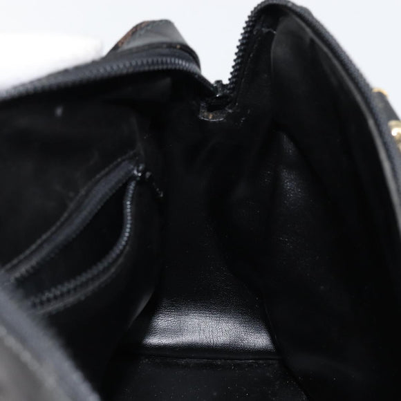 CELINE Macadam Canvas Handtas Suède Zwart Goud Auth ep11623