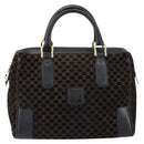 CELINE Macadam Canvas Hand Bag Suede Black Gold Auth ep11623-13