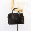 CELINE Macadam Canvas Handtas Suède Zwart Goud Auth ep11623-21