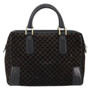 CELINE Macadam Canvas Hand Bag Suede Black Gold Auth ep11623-2