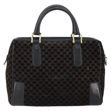 CELINE Macadam Canvas Hand Bag Suede Black Gold Auth ep11623 - 0