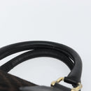 CELINE Macadam Canvas Hand Bag Suede Black Gold Auth ep11623-8