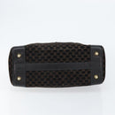 CELINE Macadam Canvas Hand Bag Suede Black Gold Auth ep11623-5