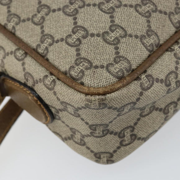 GUCCI GG Plus Supreme Shoulder Bag PVC Beige Gold Auth ep11624