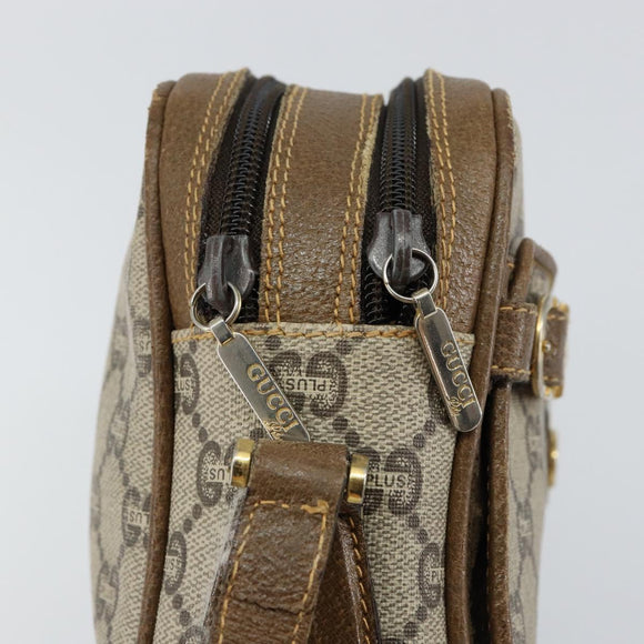 GUCCI GG Plus Supreme Shoulder Bag PVC Beige Gold Auth ep11624