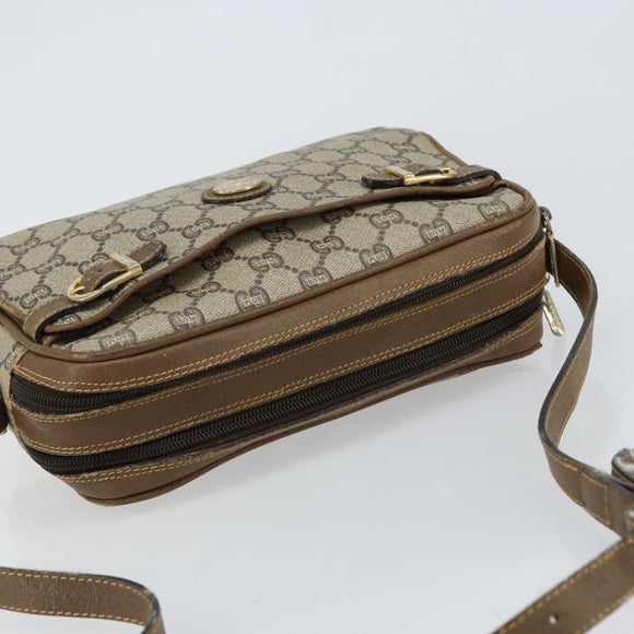 GUCCI GG Plus Supreme Shoulder Bag PVC Beige Gold Auth ep11624