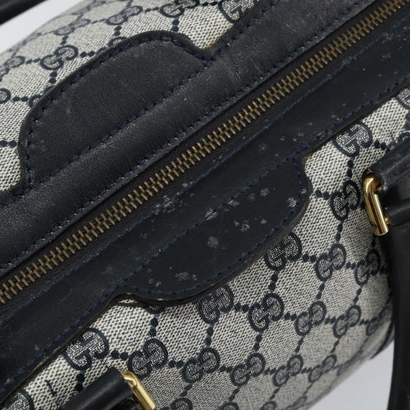 GUCCI GG Supreme Boston Bag PVC Navy Gold Auth ep11627