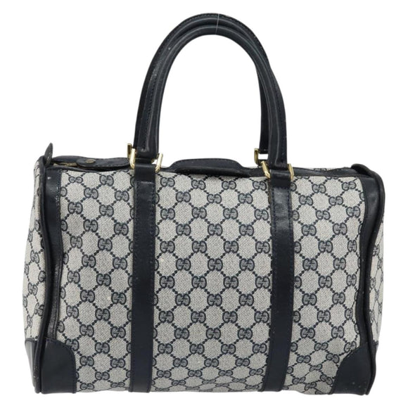 GUCCI GG Supreme Boston Bag PVC Navy Gold Auth ep11627
