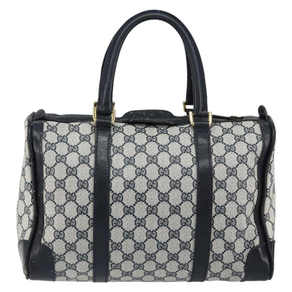 GUCCI GG Supreme Boston Bag PVC Navy Gold Auth ep11627