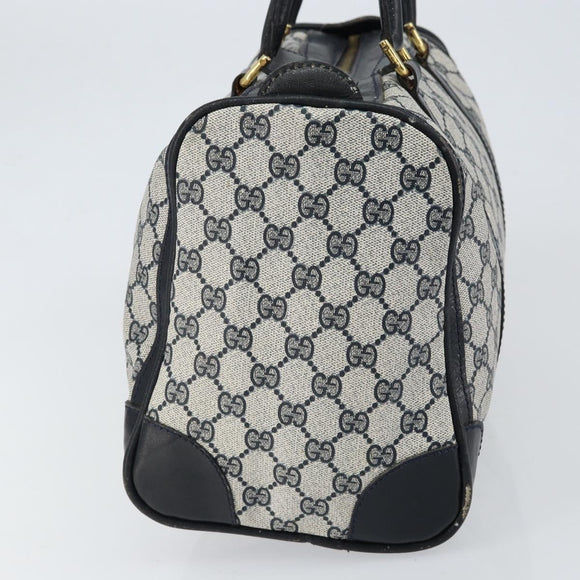 GUCCI GG Supreme Boston Bag PVC Navy Gold Auth ep11627