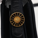 CELINE C Sulky Shoulder Bag Canvas Leather Navy Gold Auth ep11628-15