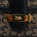 CELINE C Sulky Shoulder Bag Canvas Leather Navy Gold Auth ep11628-16