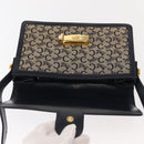 CELINE C Sulky Shoulder Bag Canvas Leather Navy Gold Auth ep11628-17