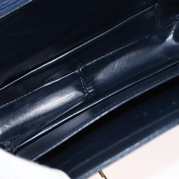 CELINE C Sulky Shoulder Bag Canvas Leather Navy Gold Auth ep11628