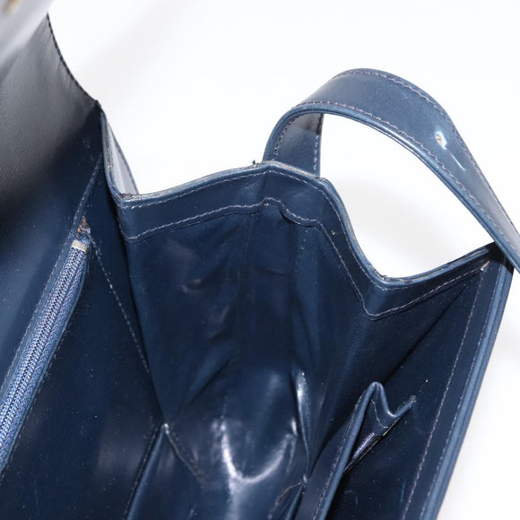 CELINE C Sulky Shoulder Bag Canvas Leather Navy Gold Auth ep11628