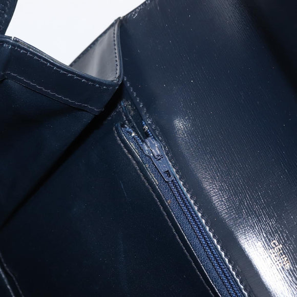 CELINE C Sulky Shoulder Bag Canvas Leather Navy Gold Auth ep11628