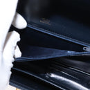 CELINE C Sulky Shoulder Bag Canvas Leather Navy Gold Auth ep11628-23