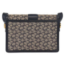 CELINE C Sulky Shoulder Bag Canvas Leather Navy Gold Auth ep11628-3