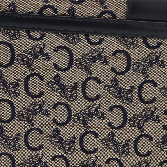 CELINE C Sulky Shoulder Bag Canvas Leather Navy Gold Auth ep11628