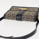 CELINE C Sulky Shoulder Bag Canvas Leather Navy Gold Auth ep11628-7