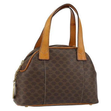 CELINE Macadam Canvas Hand Bag PVC Leather Brown Gold Auth ep11630