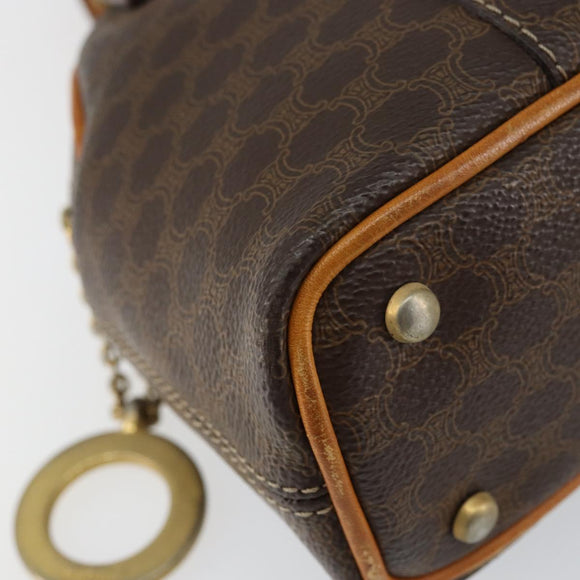 CELINE Macadam Canvas Hand Bag PVC Leather Brown Gold Auth ep11630