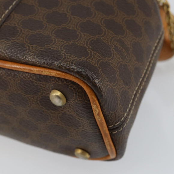 CELINE Macadam Canvas Hand Bag PVC Leather Brown Gold Auth ep11630