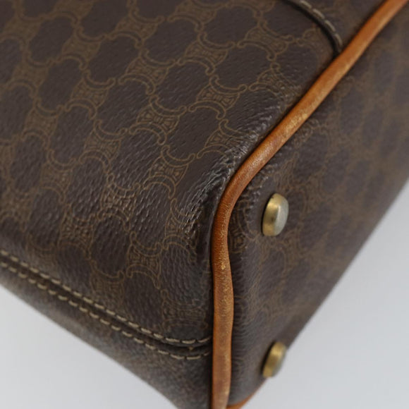 CELINE Macadam Canvas Hand Bag PVC Leather Brown Gold Auth ep11630