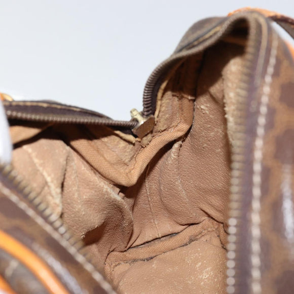 CELINE Macadam Canvas Hand Bag PVC Leather Brown Gold Auth ep11630