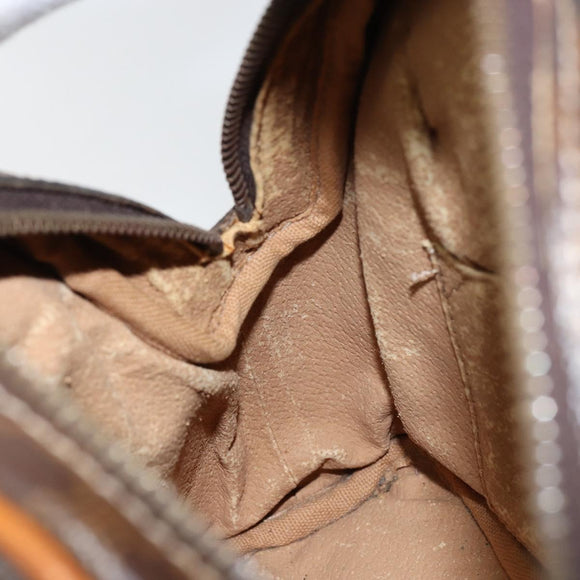 CELINE Macadam Canvas Hand Bag PVC Leather Brown Gold Auth ep11630