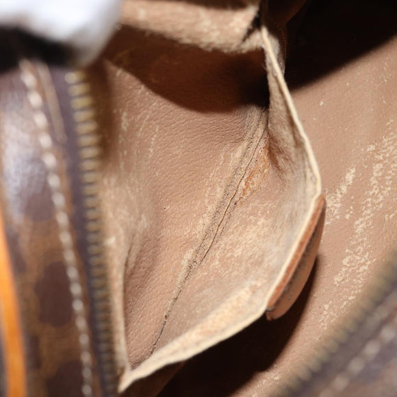 CELINE Macadam Canvas Hand Bag PVC Leather Brown Gold Auth ep11630