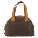 CELINE Macadam Canvas Hand Bag PVC Leather Brown Gold Auth ep11630-2