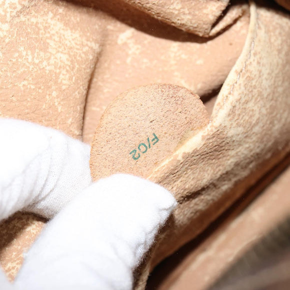 CELINE Macadam Canvas Hand Bag PVC Leather Brown Gold Auth ep11630