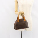 CELINE Macadam Canvas Hand Bag PVC Leather Brown Gold Auth ep11630-21