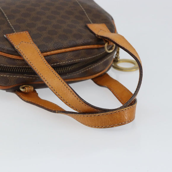 CELINE Macadam Canvas Hand Bag PVC Leather Brown Gold Auth ep11630