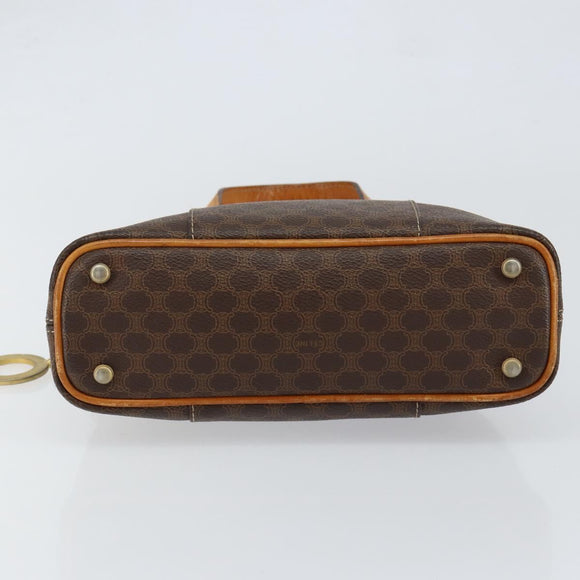 CELINE Macadam Canvas Hand Bag PVC Leather Brown Gold Auth ep11630