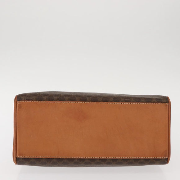 CELINE Macadam Canvas Hand Bag PVC Leather Brown Gold Auth ep11633