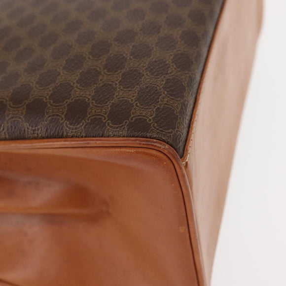 CELINE Macadam Canvas Handtasche PVC Leder Braun Gold Auth ep11633