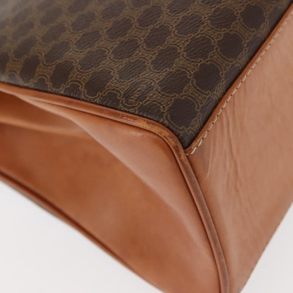 CELINE Macadam Canvas Handtasche PVC Leder Braun Gold Auth ep11633