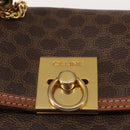CELINE Macadam Canvas Hand Bag PVC Leather Brown Gold Auth ep11633-16