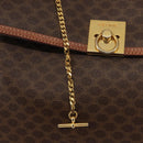 CELINE Macadam Canvas Handtasche PVC Leder Braun Gold Auth ep11633-20
