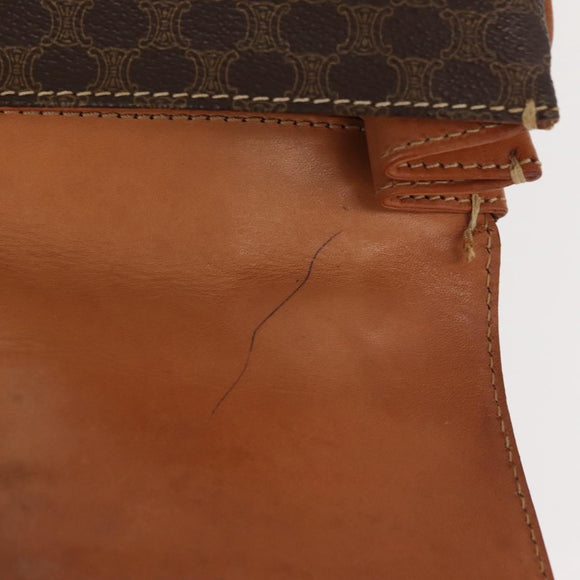 CELINE Macadam Canvas Hand Bag PVC Leather Brown Gold Auth ep11633