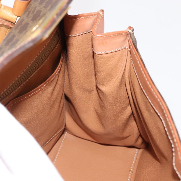 CELINE Macadam Canvas Handtasche PVC Leder Braun Gold Auth ep11633